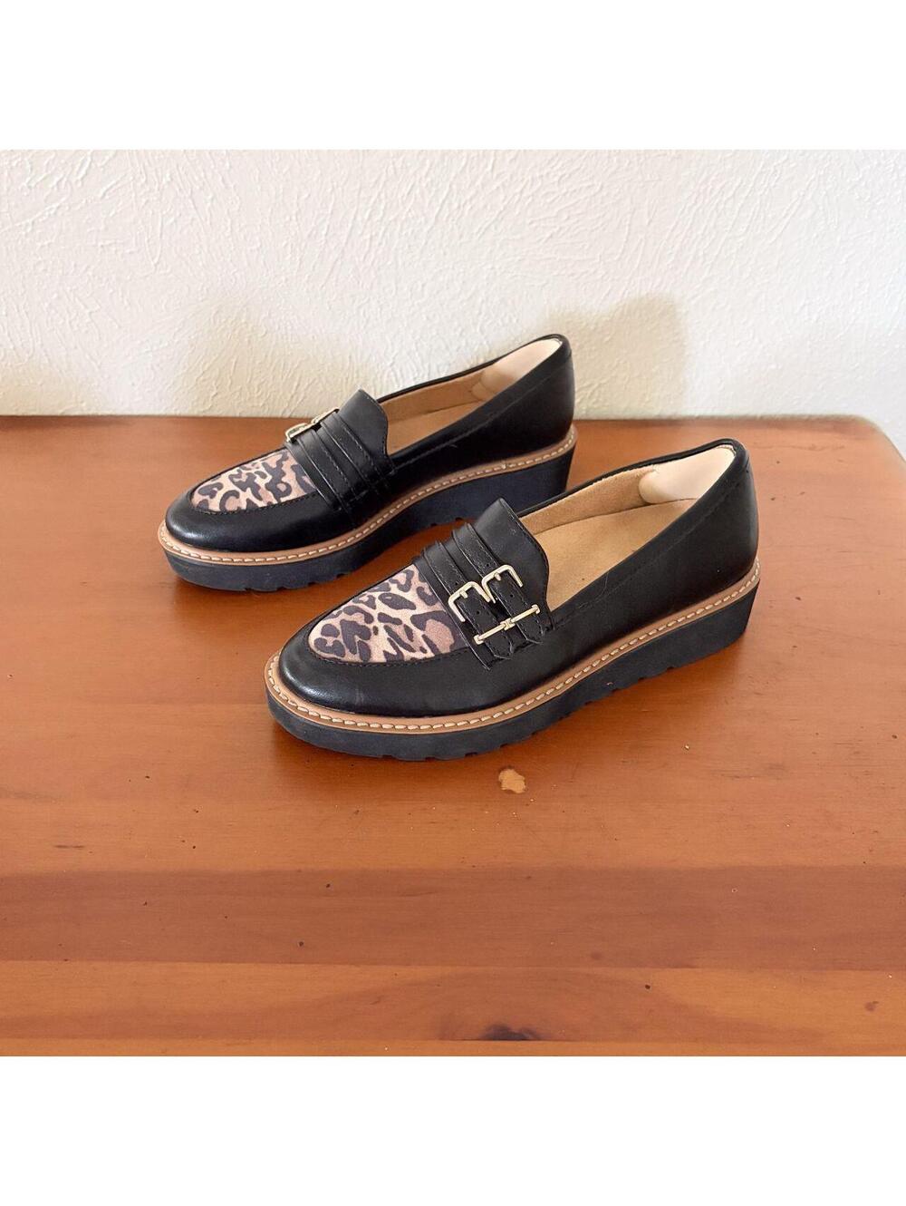 Naturalizer Loafers Cheetah Print Gold Buckle Us Sz 6 M - Barely Worn